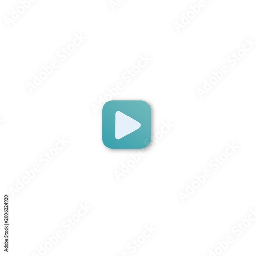 Flat Rounded Square Play Button Icon for Video 
and Audio Media Player UI App Design