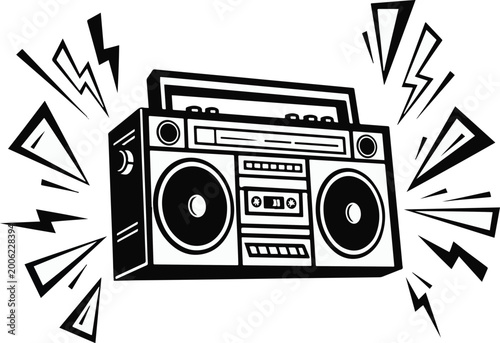 Retro Boombox Playing Loud Music