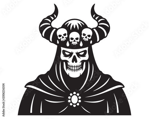 skull with a red ribbon