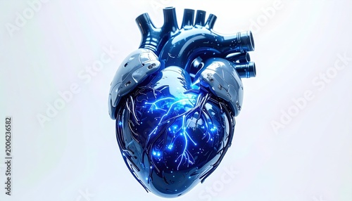 Anatomical Heart Model with Blue Circuitry.