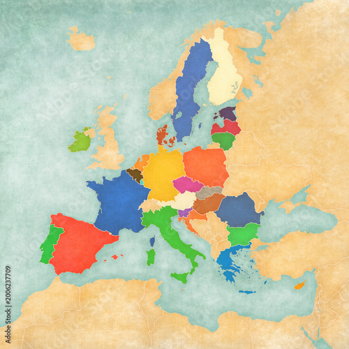Schilderij op canvas Map of Europe - European Union