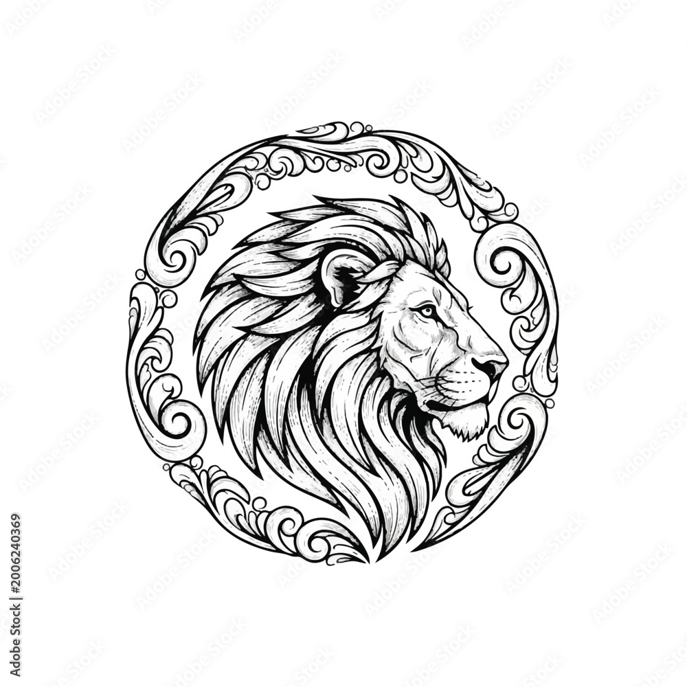 Fototapeta premium Lion Head with Long Mane Details.