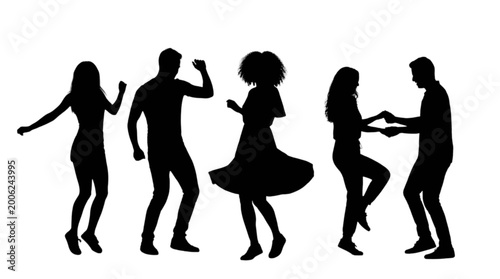 Photos Silhouettes of people dancing together in a group isolated on transparent backgr