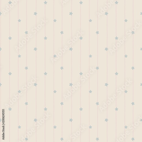 Canvastavla Pastel Floral Stripe Seamless Pattern Background