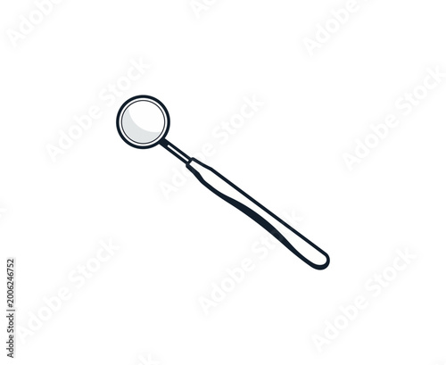 Dental mirror isolated on black background for healthcare concept