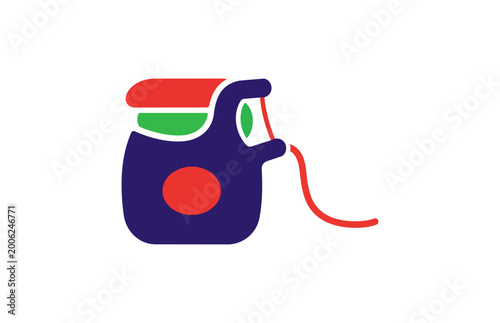 Abstract illustration of a stylized object with bold colors on black background