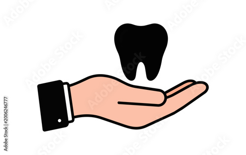Cartoon hand presenting on black background for design