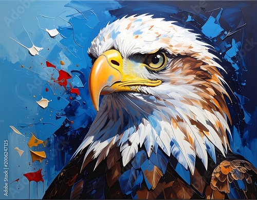 A close-up portrait of a bird with a strong gaze