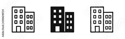Modern office building icon set architecture for business and urban landscape