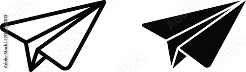 Fotografía Minimalist paper airplane icons representing communication message delivery and