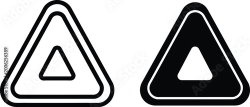 Free Download Two variations of rounded triangle warning signs featuring a bold outline and a filled center shape - GFXLoad