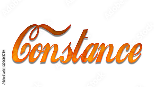 3D fire text effect of name Constanc eon white background.