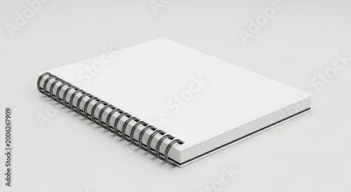 A clean spiral notebook with a minimal and modern design, isolated on a neutral background with soft shadows, representing writing and education.