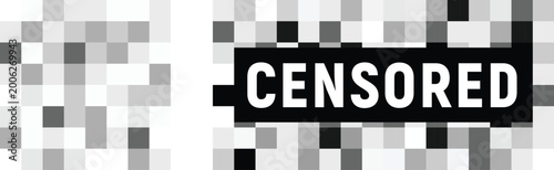 Photos Censored Pixel Blur Effect Banner with Mosaic Glitch Background Privacy Content