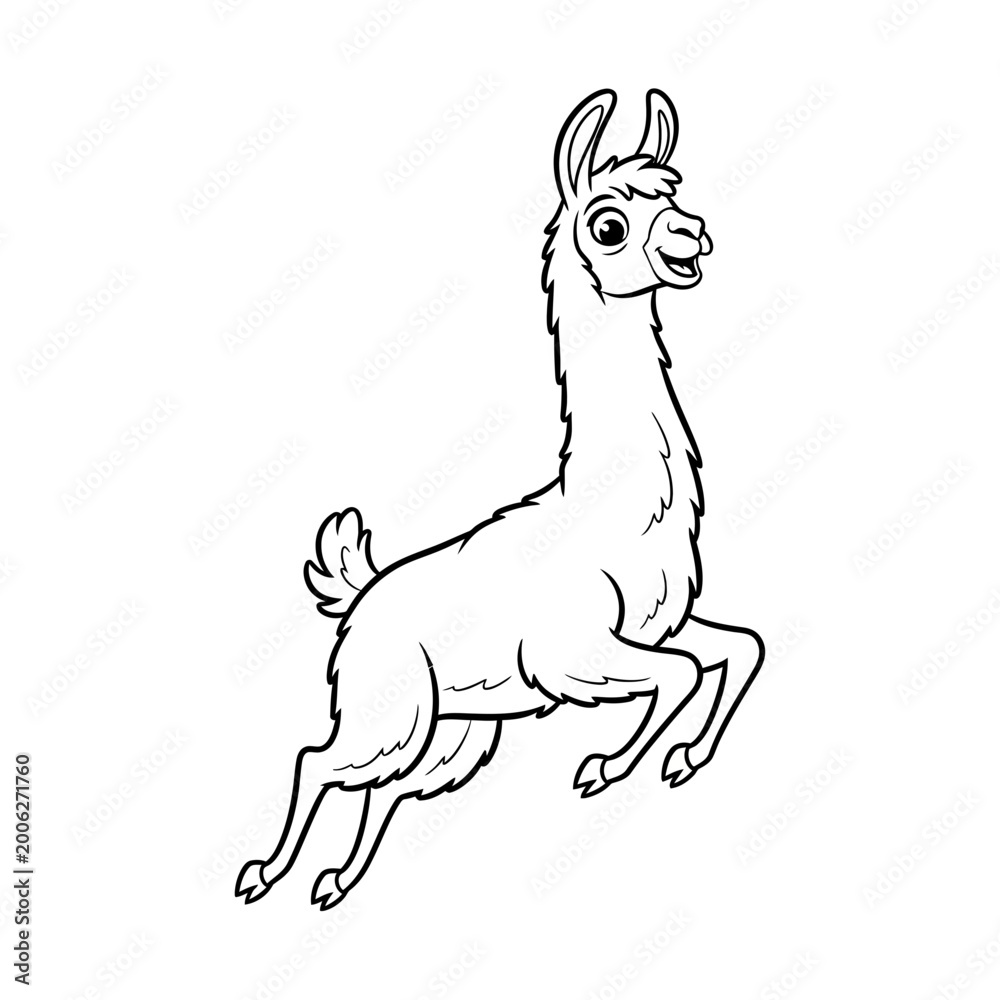 Fototapeta premium Cartoon Llama Jumping