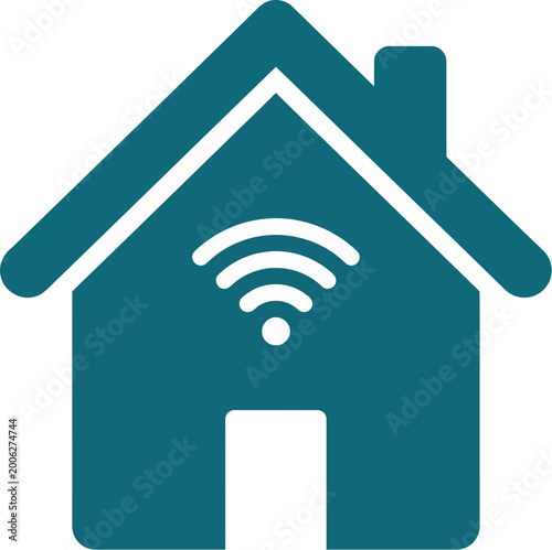 A house icon with a WiFi symbol on it is shown indoors.