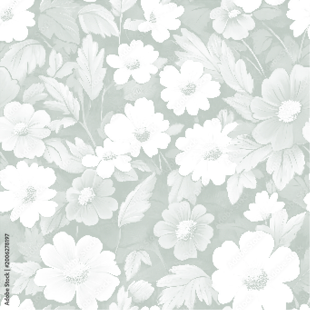 Obraz premium Beautiful decorative halftone floral pattern design on transparent background