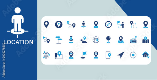 Fotografía Location and Navigation Icon Set GPS Map Pins Travel Direction Vector UI Icons C