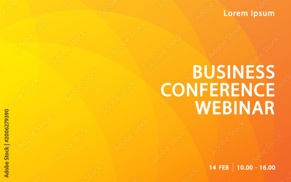 Fototapeta premium Business conference webinar banner and professional event background. Minimalist yellow and orange gradient design with copy space for digital seminars, workshops, and corporate announcements.