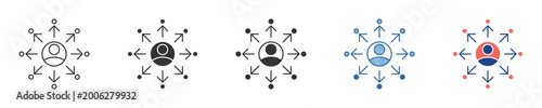Set of diverse vector icons illustrating user network connections, community sharing, and digital communication, suitable for various web and app interface designs depicting spread and reach