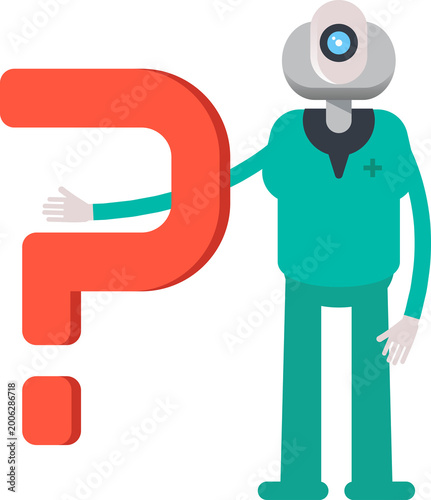 Obraz na płótnie Humanoid Doctor Character and Question Mark