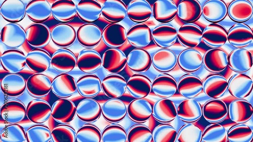 Abstract multicolor background with shiny illuminated glass spheres, psychedelic and hypnotic 4K graphic animation.