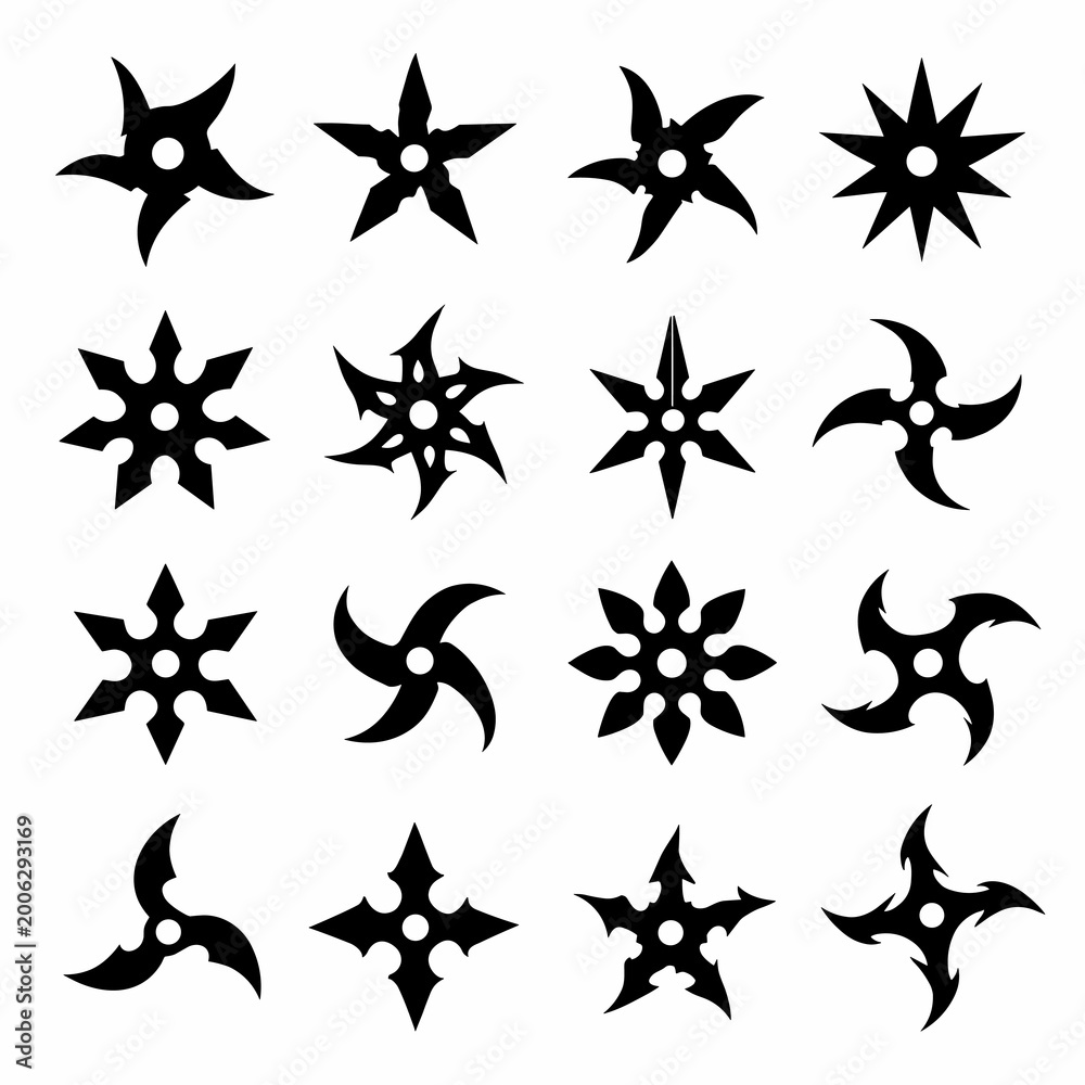 Obraz premium Shuriken Throwing Stars Silhouette