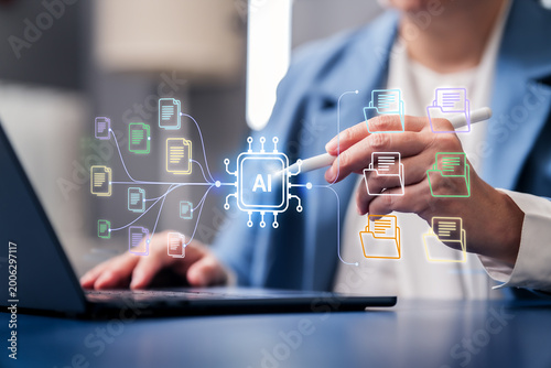 Agentic Ai Agent Workflow Automation Artificial Intelligence Management Assistant Business Digital Transformation for system control and virtual information analysis in corporate solution.