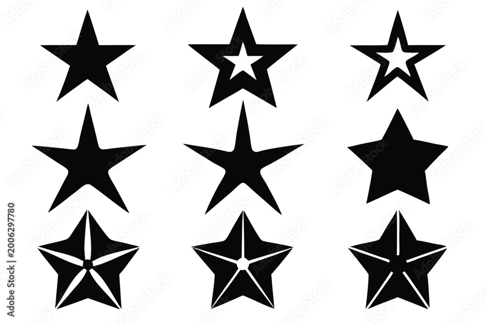 Obraz premium star shapes collection silhouette line art vector illustration