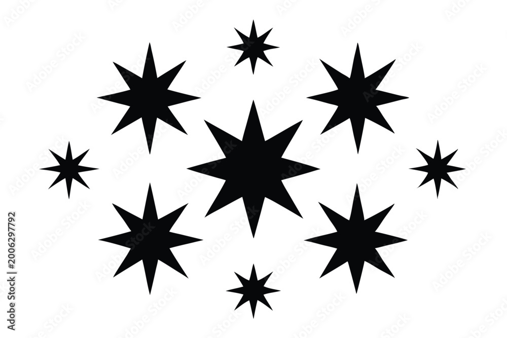 Obraz premium star shapes collection silhouette line art vector illustration