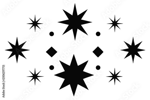 star shapes collection silhouette line art vector illustration