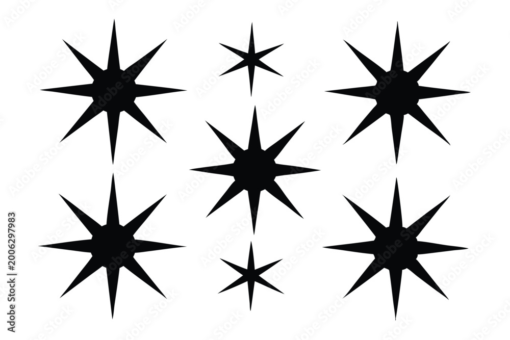 Obraz premium star shapes collection silhouette line art vector illustration