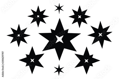 star shapes collection silhouette line art vector illustration