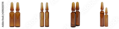 Bild auf Leinwand Set of Amber Glass Medical Ampoules Isolated on White Background - Pharmaceutica