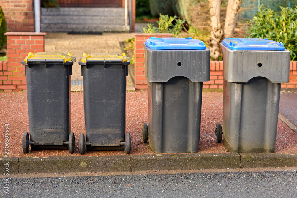 Obraz premium Garbage bins beside the road