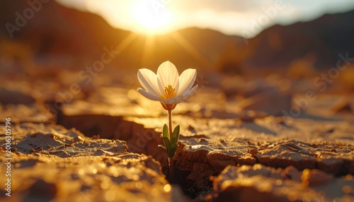 Resilience amidst golden light and barren earth