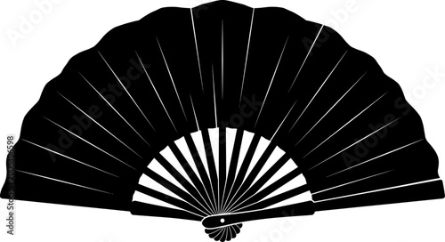 Traditional hand folding fan open silhouette