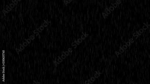 Heavy rain falling on dark background, realistic rainfall animation with water streaks, cinematic weather overlay for film, video editing, dramatic scenes and motion graphics