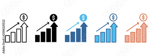 Increase Icon Set Multiple Style Collection