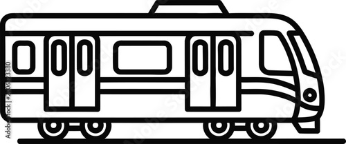 Side view modern subway train carriage icon for urban transport design art.