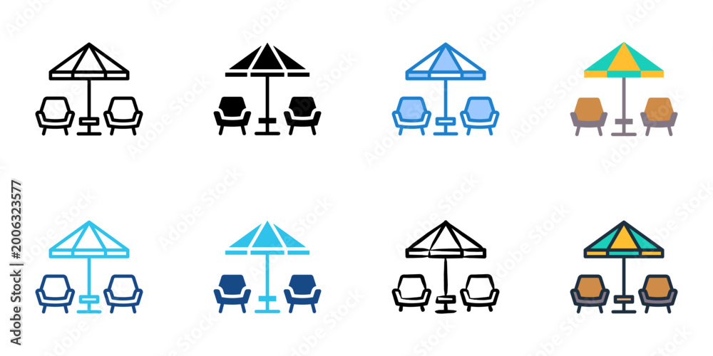 Obraz premium Terrace icons set multiple style collection. Editable stroke 