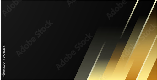 Tableau sur toile Elegant Black Gold Stripe Border Frame Corner Background Design