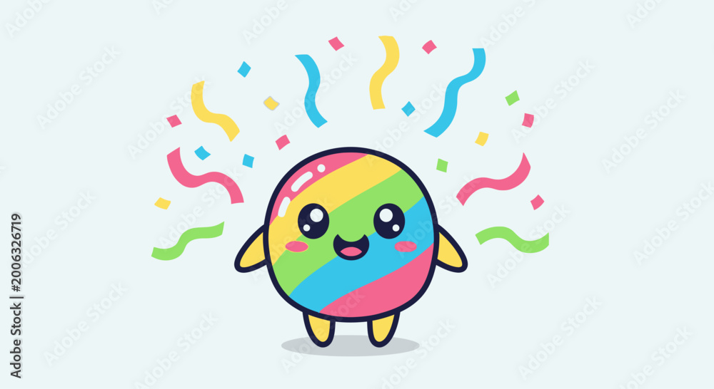 Fototapeta premium Colorful cartoon character celebrating happy moment.