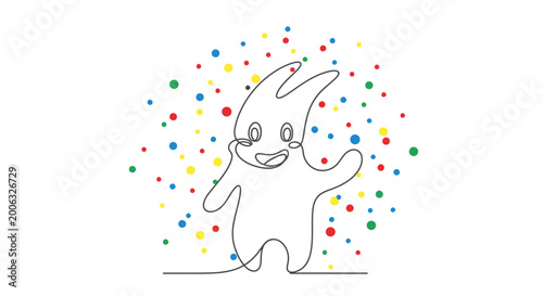 Billede på lærred Smiling cartoon rabbit with confetti.
