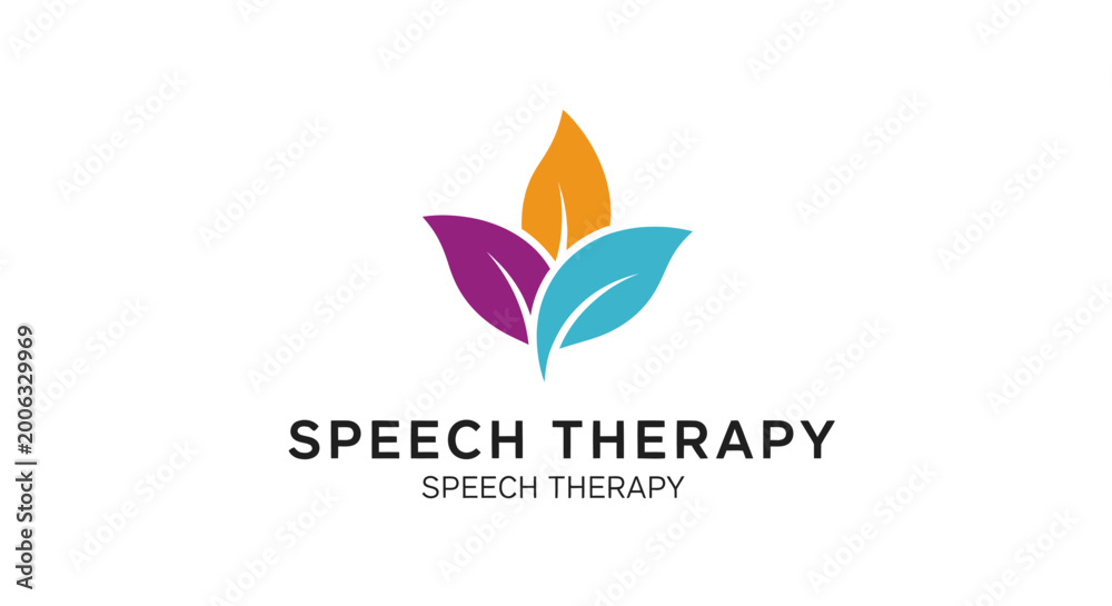 Fototapeta premium Speech Therapy Logo with Colorful Leaves - Communication Support