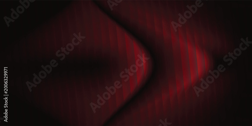 Pink abstract red gradient on a black background with glossy glass stripes and soft waves, creating a distorted simple abstract