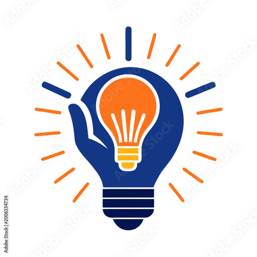 Light bulb idea symbol with hand inside vector
