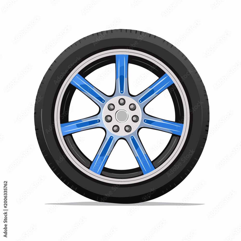 Obraz premium Car Wheel with Blue Spokes