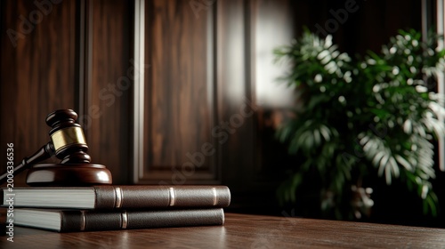 A wooden gavel placed on top of thick law books, symbolizing justice, authority, and the legal system, ideal for themes related to law, governance, and legal professionalism.
