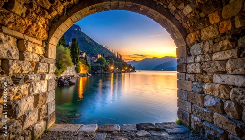 Serene vista of a tranquil lake reflecting the golden hues of twilight.